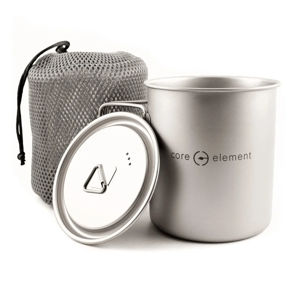Bundle of Titanium Cookware Ultralight 25oz 750ml‎ Cup Mug Long Spoon Spork
